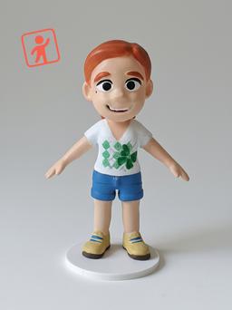 Personalized made-to-order 3D figurine standing on a white base with engraved birthday greetings