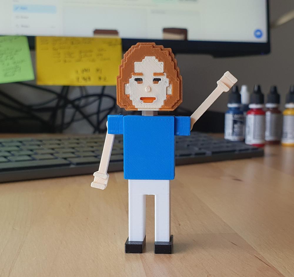 Finished Voxel Person on a desk